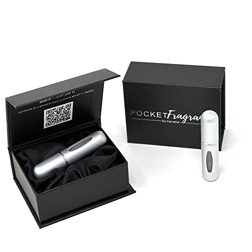 TRAVEFUL Atomizador Perfume Recargable 5ML con Estuche - Mini Spray Perfumes de Mujer y Colonia Hombre - Pulverizador Ultraportatil para Viajes o Uso Diario - Antigoteo - Regalos Originales (Plata)