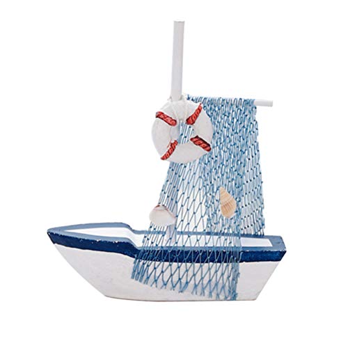 Vosarea - Adorno de velero de madera con ancla, red de pesca, concha f