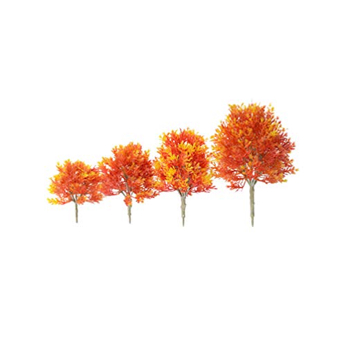 FARUTA Mini planta de árbol de arce artificial, árbol de arce de plástico, figura en miniatura para micro paisaje, maceta, adorno de jardín de hadas, 4 piezas (color: palmera 2, tamaño: 4 piezas)