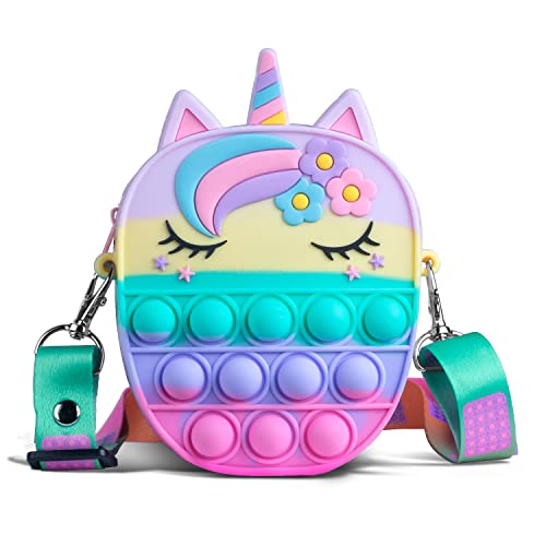 Pop Bolso It, Sichy Pop Bubble Push It Bolsa de Hombro, 2 en 1 Unicorn
