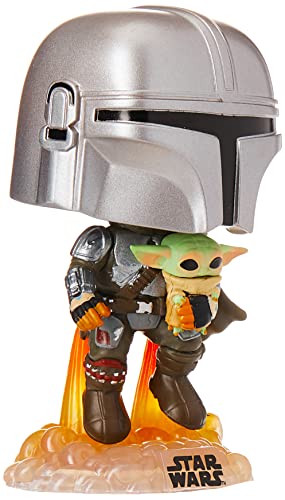 Funko- Pop Star Wars The Mandalorian-Mando Flying w/Jet Pack Figura coleccionable, Multicolor (50959)