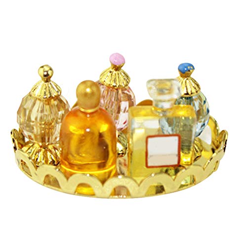 Ruby569y - Accesorios para casa de muñecas para Bricolaje, Juego de 5 Botellas de Perfume de 1/12 con Plato, decoración de paisajes en Miniatura 1