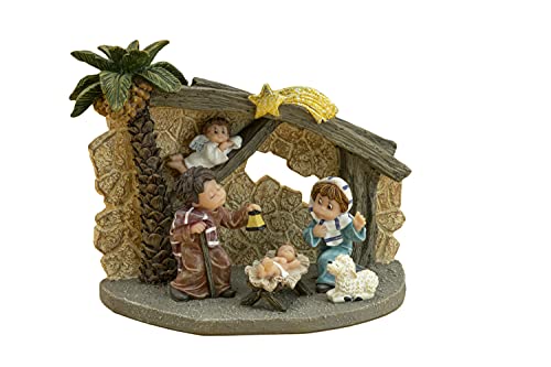 Nadal - Portal de Belén con palmera tamaño 15x8x11 centímetros, mod