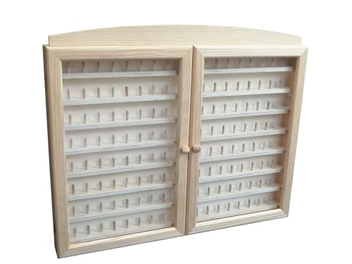 greca Vitrina Colecciones dedales. 2 Puertas. Capacidad: 144 dedales. Medidas (Ancho/Fondo/Alto): 60 * 6 * 54 cms. En Madera de Pino en Crudo. para Pintar. Altura Entre baldas: 4,5 cms.