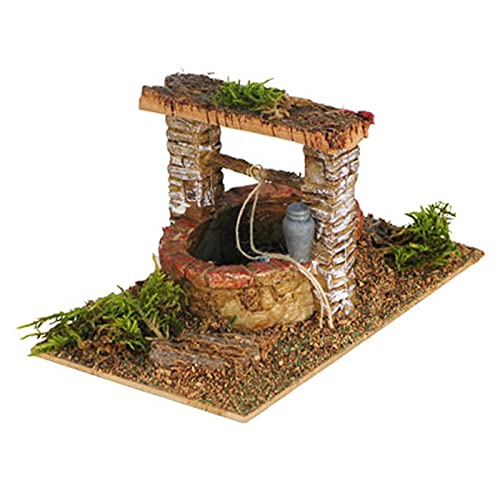 Oliver Art - Pack de 3 Figuras de un Pozo, Noria y Puente para completar tu belén navideño, de 8 x 15,5 x 9 cm, pintadas a Mano, con diseño Realista, Nacimiento, Pozo de Agua (Pozo, 3 Unidades)