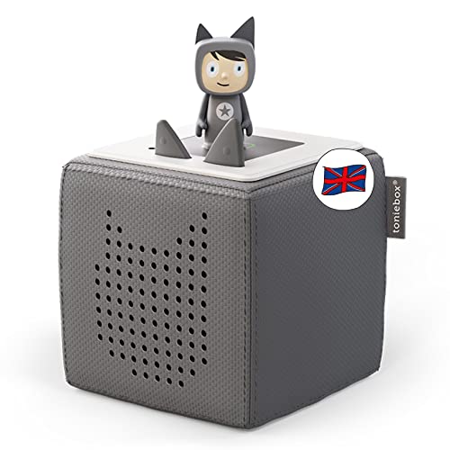 tonies Toniebox Starter Set incluye 1 personaje creativo, altavoz de audio y reproductor de música para audiolibros canciones para niños de 3 a 7 años, juguete fácil de usar para niños y niñas, gris