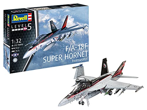 Revell-F/A-18F Super Hornet Maqueta Fiel al Original para Expertos, Color Plateado (03847)