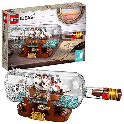 LEGO Ideas-Barco en una botella, set de construcción decorativo de ve