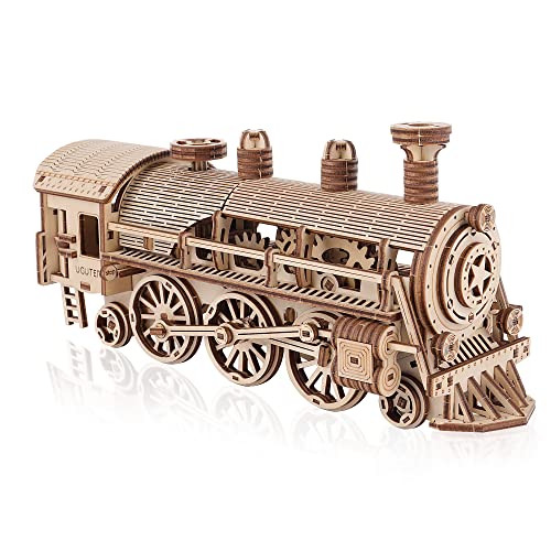 Cuteefun Maquetas de Madera para Construir Adultos, Kit de Modelo de Tren de Locomotora de Vapor de Madera 3D Mecánico para Montar, Puzzle 3D Madera Construcciones, Idea de Regalo Creativa