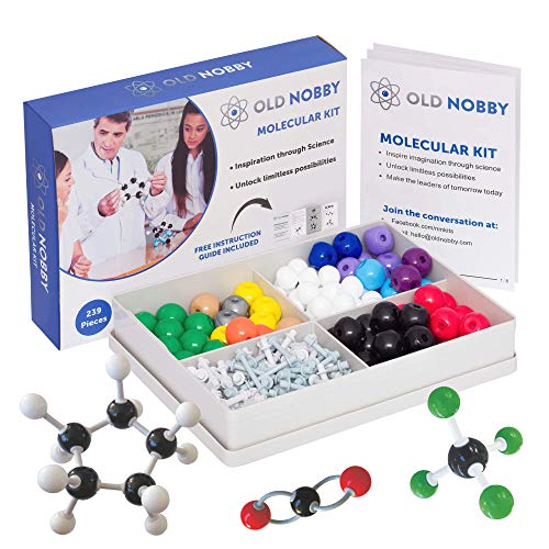 Molecular Model Kit (239 piezas) Juego de química avanzada con guía de instrucciones – Química Estructura Kit para química profesores, alumnos y jóvenes científicos con átomos, bonos y orbitals