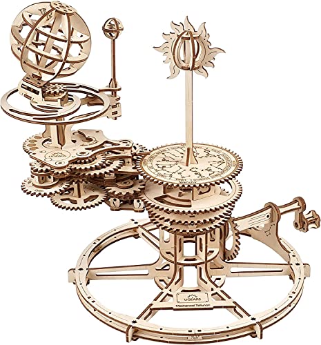 UGEARS Planetas Sistema Solar para Niños - Maquetas para Montar Tellurion Mecánico Puzzle 3D - Astronómico Modelo de Ciencia - Maquetas para Construir Adultos y Niños - Maquetas Madera Puzzles 3D