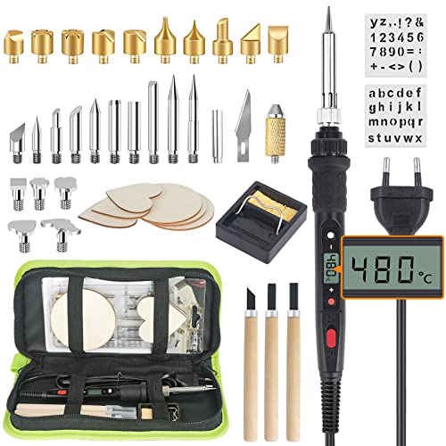 Kit Pirograbador de Madera 80W, LCD Pantalla Temperatura Ajustable 180