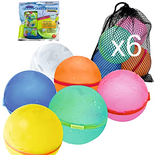 KANOHIS Globos de agua reutilizables llenado rápido, Pack de 6 bolas 