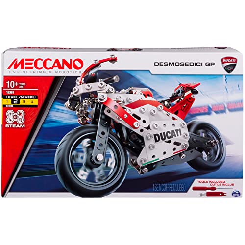 MECCANO - DUCATI MOTO GP - Réplica de una Magnífica Moto Ducati GP para Construir - Juego de Construcción con 2 Herramientas y 350 piezas - 6044539 - Juguetes Niños 8 años +
