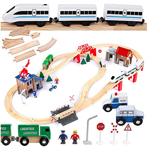 Kinderplay Tren Juguete, Tren Madera - Ferrocarril de Madera, Juego de