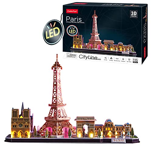Puzzle 3D Paris Led - Puzzle 3D Adultos | Puzzle 3D Niños 8 Años o M
