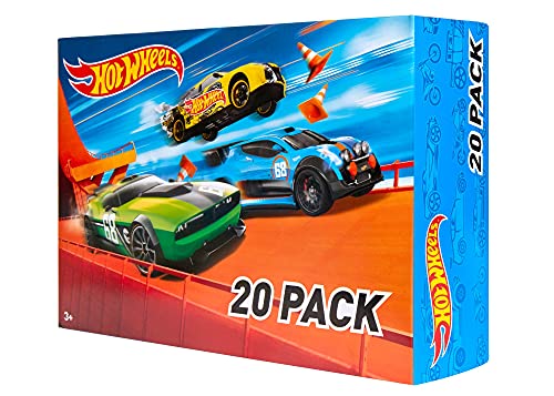 Hot Wheels - Pack De 20 Vehículos con Embalaje de Cartón, Coches de 