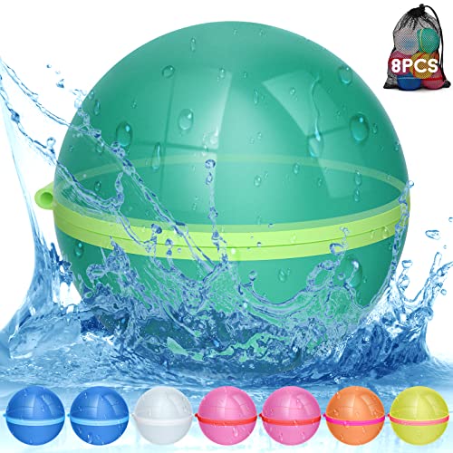 Globos de Agua Reutilizables，8 Piezas Llenado Rapido y Autosellantes