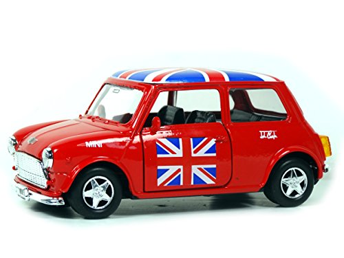 Mini Cooper Model (Red) with Union Jack Top Made of Die Cast Metal and