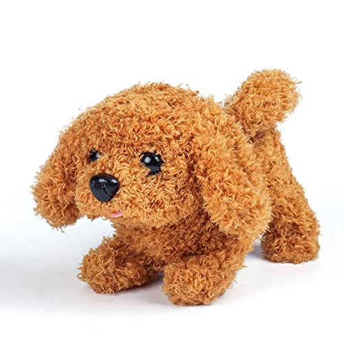 Perro robot electrónico interactivo para mascotas, caminar, ladrar, mover la cola, estirar animales de compañía para niños, juguetes interactivos para perros para niños (perro de peluche)